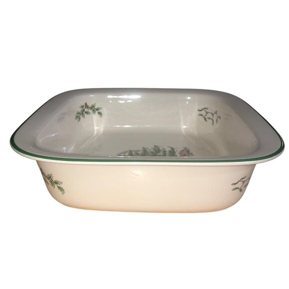 SPODE "Christmas Tree" 10" Square Grn Rimmed Casserole Serving Dish Dinnerware - Picture 5 of 6